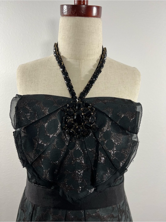 BCBGMaxAzria Dresses & Skirts - BCBGMaxAzria Black Strapless Lace-Overlay Cocktail Dress with Jeweled Brooch